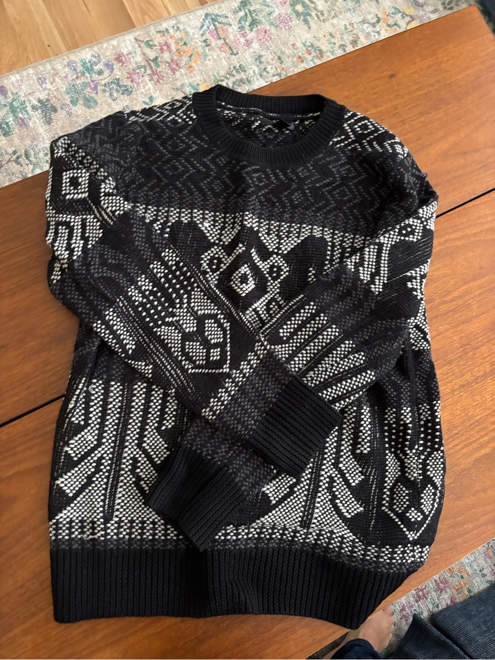 J. Crew Black & White Geometric Crewneck Sweater